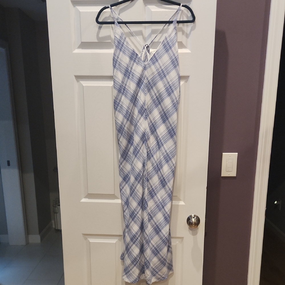 Banana Republic Blue and White Plaid Maxi Dress
